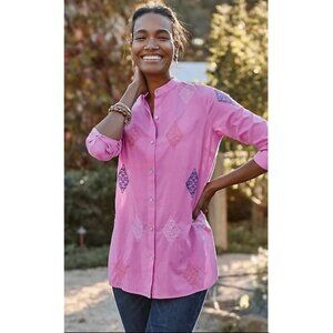 J. JILL Pink Embroidered Tunic Top Size Small
